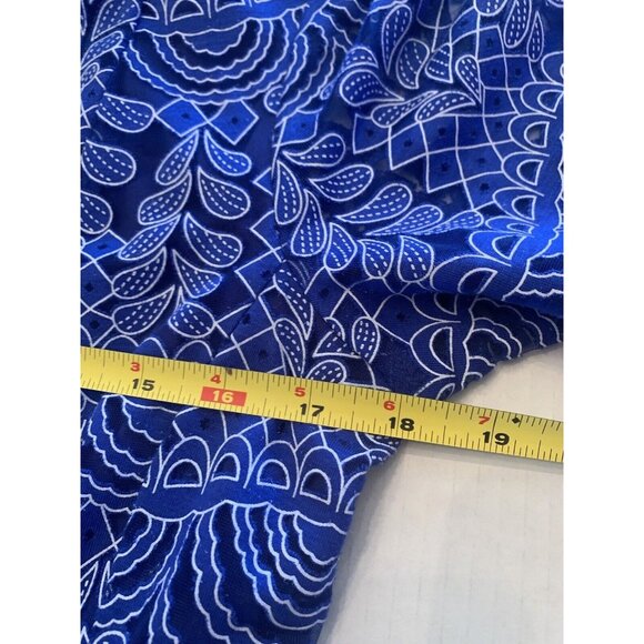 Chris McLaughlin Dress Womens 10 Royal Blue Midi Lace Overlay Flutter Sleeves M - Picture 8 of 13
